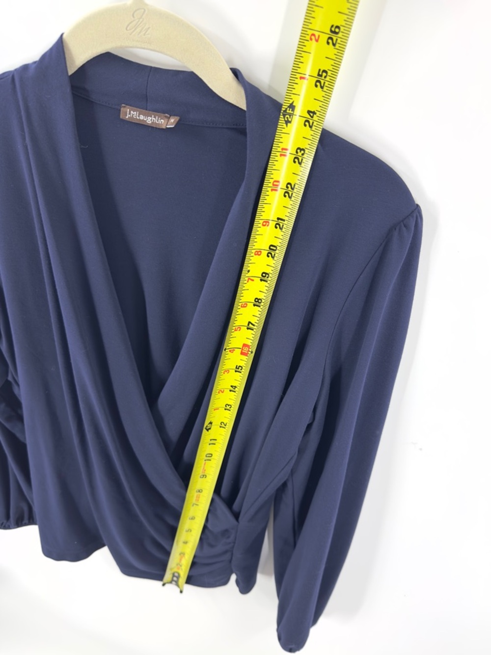 J McLaughlin Sophy Top Womens Size Medium Faux Wrap Surplice Draped Stretch - Picture 8 of 8